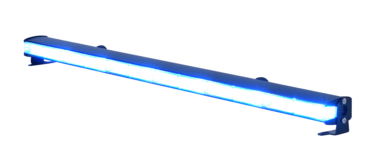 Warnleiste „Warning“ mit 6 Leuchten à 9 zweifarbigen LEDs (orange/blau), 810 mm, 12/24 V